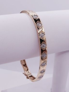 Diamond Yellow Gold - 925 Sterling Silver Bangle Bracelet